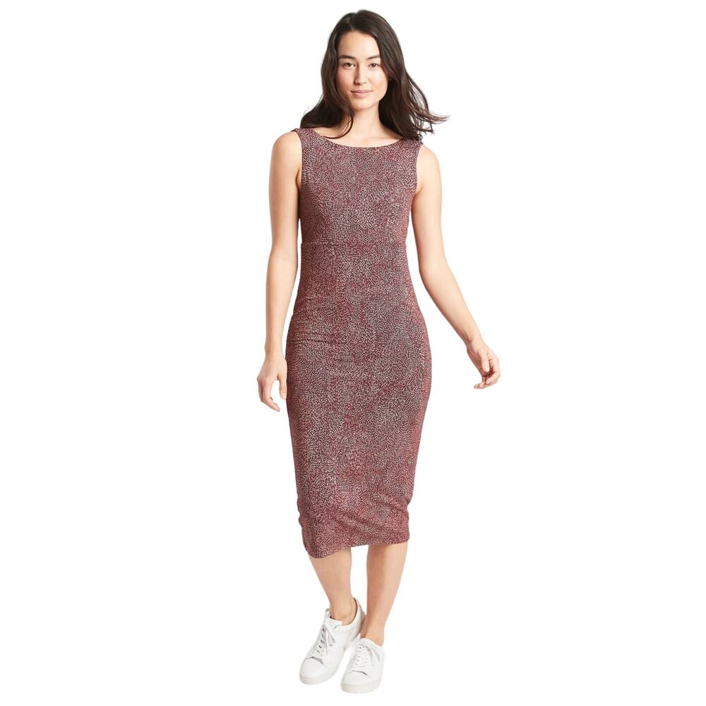 Athleta Santorini Midi Printed Midi Dress Woodblock Texture Cinnamon Size XSP